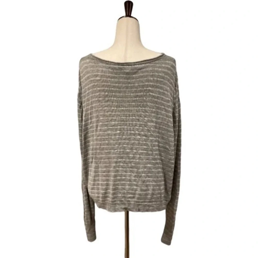 Lane Bryant 26 28 Gray Silver Sweater Cropped Thin Stripe Holiday Casual